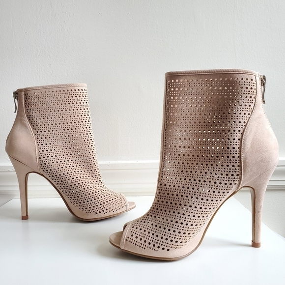 Chinese Laundry Open Toe Suede Blush Booties/Heels Size 7.5(38) - Picture 10 of 14